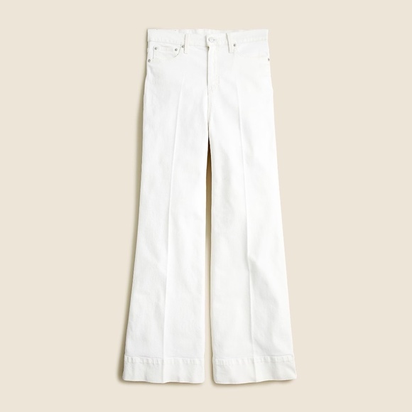 NEW!! J. CREW Wide Leg Denim Trousers Solid White Preppy Minimalist Size 32 - Picture 11 of 16